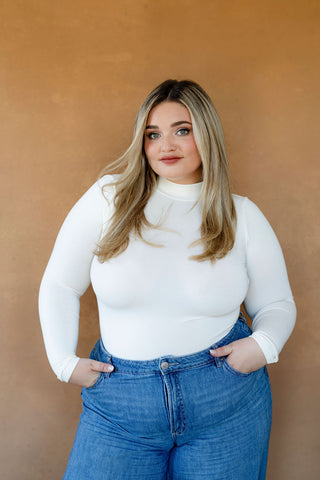 Bamboo stand-up collar sweater - cream