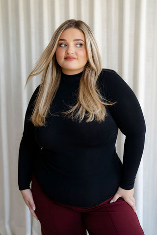 Bamboo stand-up collar sweater - black