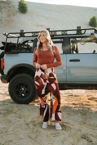 Printed flowing pants - burgundy pattern