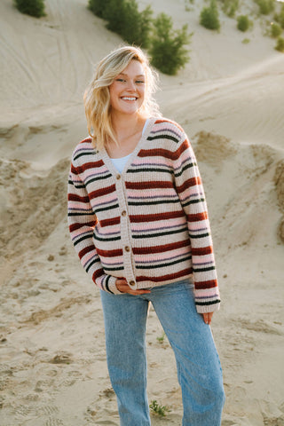 Button cardigan - multicolored stripes