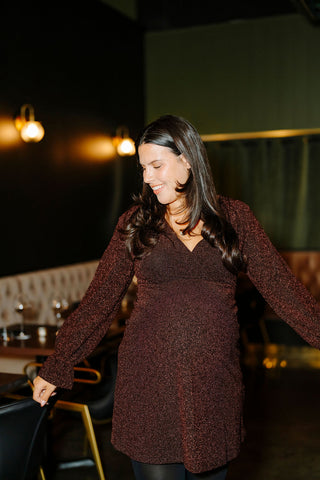 NAHÉMA long-sleeved dress - shiny plum