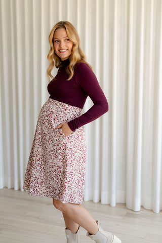 Bamboo stand-up collar sweater - burgundy