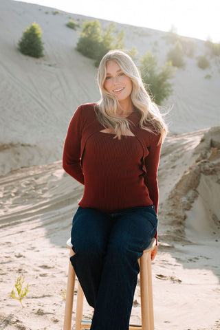 Ribbed sweater - cherry