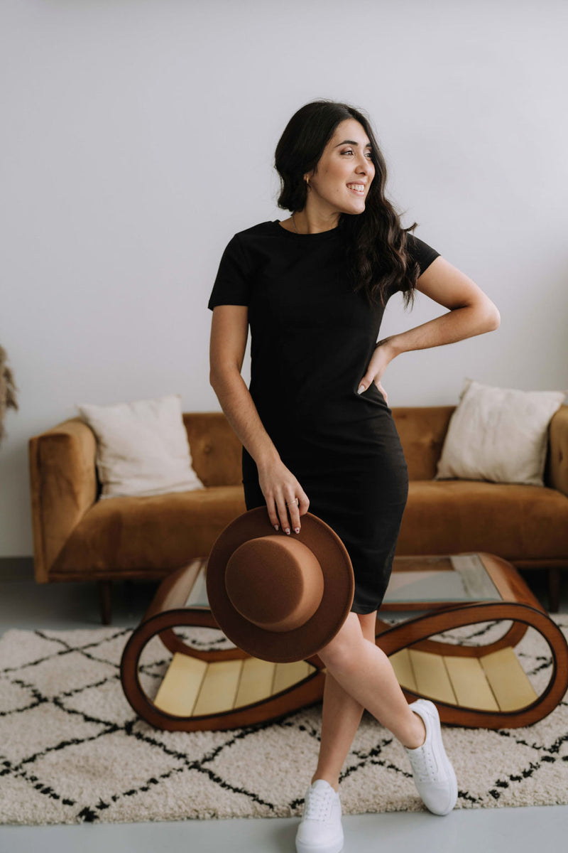Plain black shirt dress shop