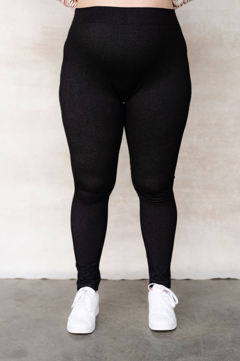 Denim effect maternity leggings - black