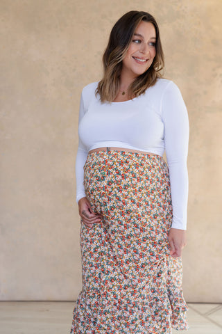 Crop top à manches longues en bambou - blanc