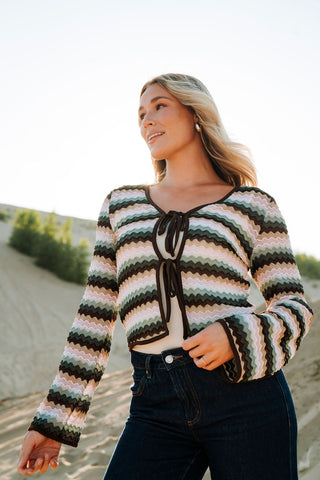 Cardigan léger à boucles - boho pastel