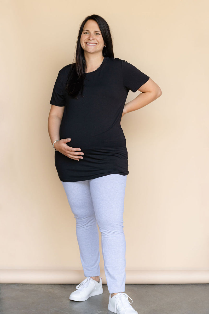 Legging de maternité en coton - gris pâle – ROSE MATERNITÉ