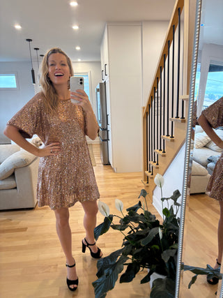 MARGARET sequin dress - rose gold