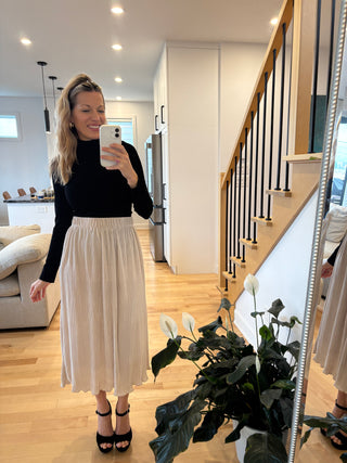 Wavy skirt (elastic waist) - pearl