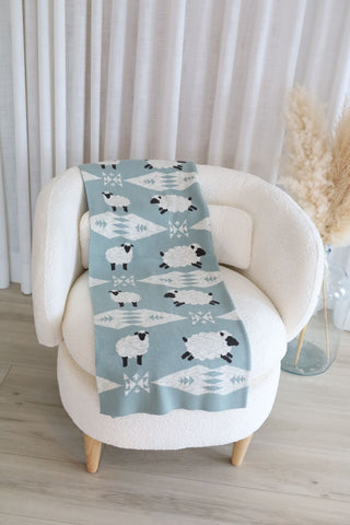 Patterned blanket - mouton bleu