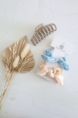 TRIO: 2 scrunchies & 1 clip - summer breeze