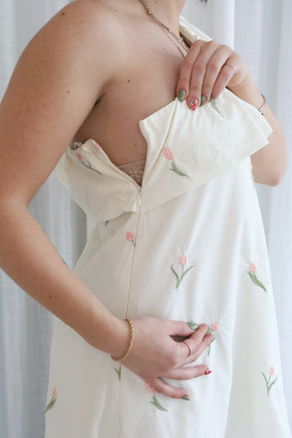LDP - Tulip embroidery dress - cream