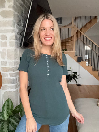 TALIA t-shirt with buttons - emerald