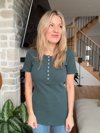 TALIA t-shirt with buttons - emerald