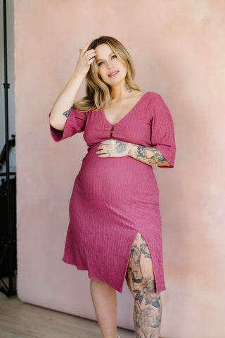 LDP - Textured midi dress - romantic pink