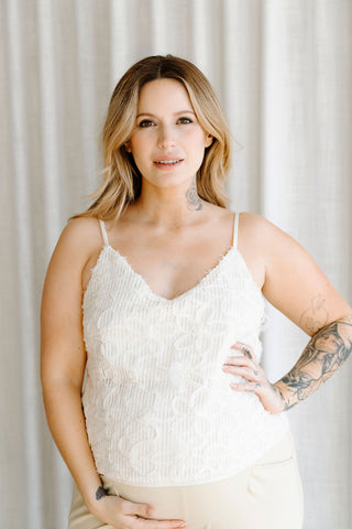 LDP - Camisole appliqué flowers - off-white