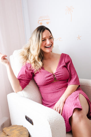 LDP - Textured midi dress - romantic pink