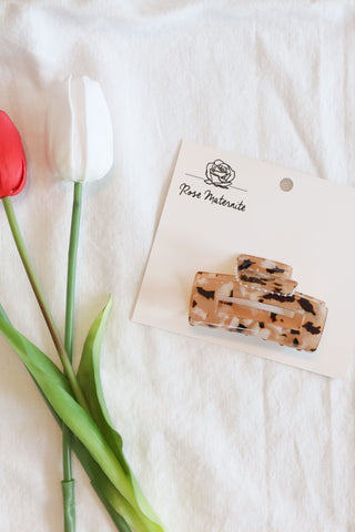 Small hair clip - marbled brown
