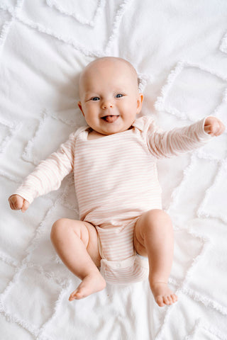 ROSE & LÉO - Long-sleeved diaper cover - pink stripes