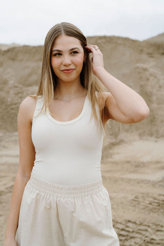 Camisole col V en bambou - vanille