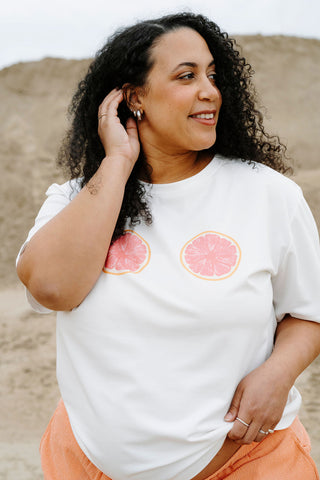 T-shirt oversize fruité - pamplemousse