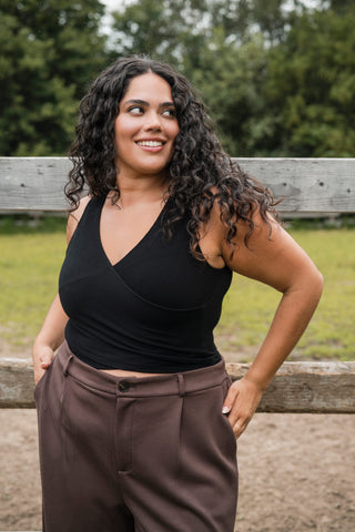 Camisole cache-coeur en bambou - noir