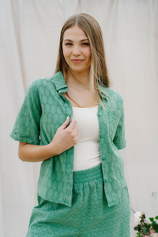 Chemise SANDRINE - vert broderie
