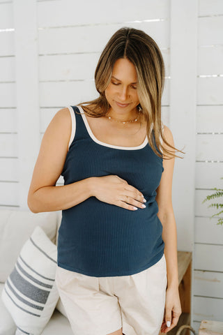 Camisole en rib - combo bleu