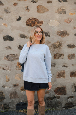 Crewneck oversize ROSE - gris céleste
