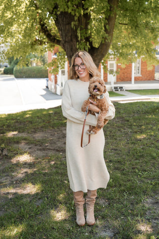 Robe pull en lainage JADE - amande