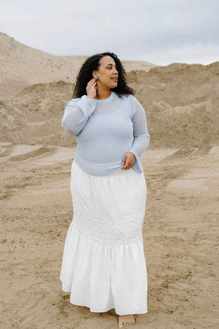 Chandail VANESSA en crochet - cristal bleu