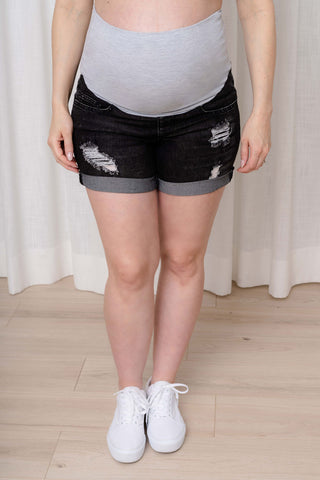 Washed shorts with holes - charcoal black