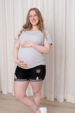 Washed shorts with holes - charcoal black