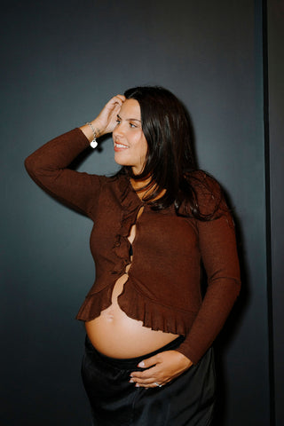 Light ruffled cardigan - chocolate