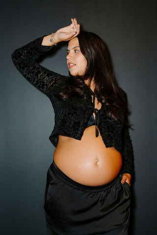 Lace cardigan with buckles - refined black