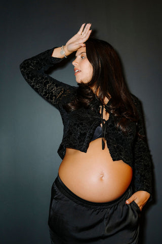 Lace cardigan with buckles - refined black