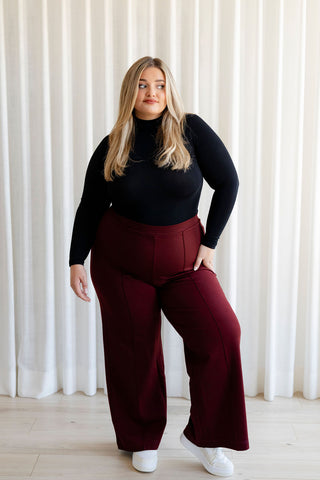 Wide-leg pants - burgundy