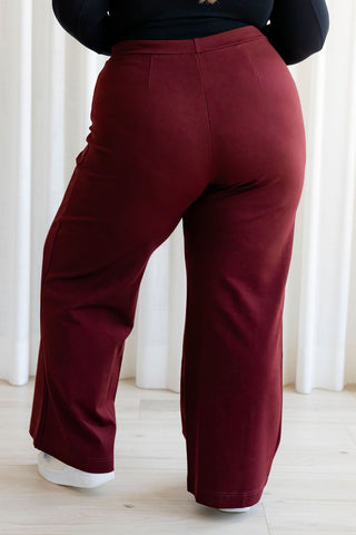 Wide-leg pants - burgundy