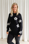 Floral wool sweater - black