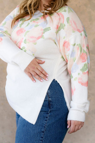 Wool sweater - peach floral