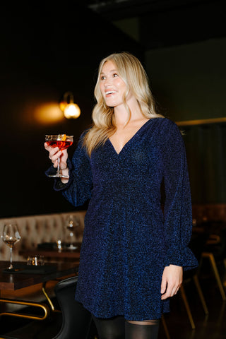 NAHÉMA long-sleeved dress - sparkling navy