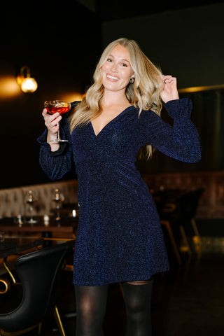 NAHÉMA long-sleeved dress - sparkling navy