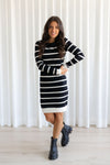 LAURA dress - black & white stripes