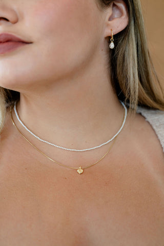 ARLET - Micro-pearl necklace and heart pendant (2-in-1)