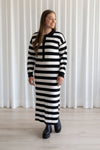 Striped POLO maxi dress - black & white