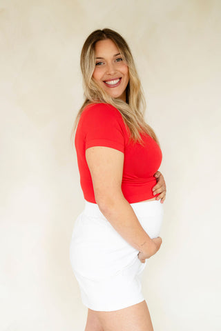 Bamboo Short Sleeve Crop Top - Coral