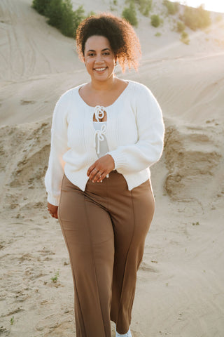 Wide-leg pants - mocha moss