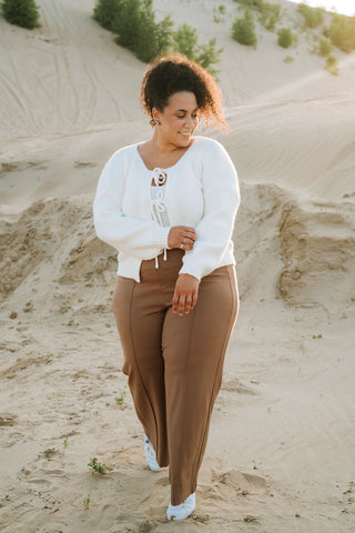 Wide-leg pants - mocha moss