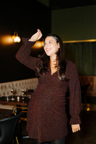 NAHÉMA long-sleeved dress - shiny plum